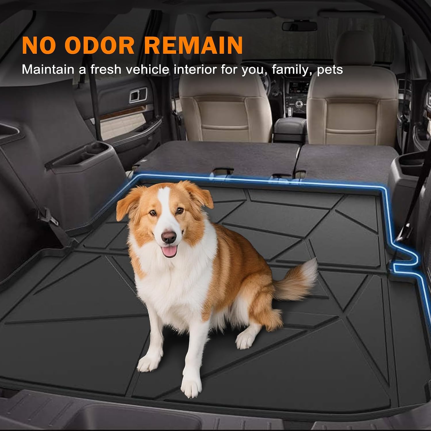 Thumbnail 4 de KUST Trunk Cargo Mat for 2011–2019 Ford Explorer — All-Weather Rear Cargo Liner (TPE Rubber, Raised Edge)