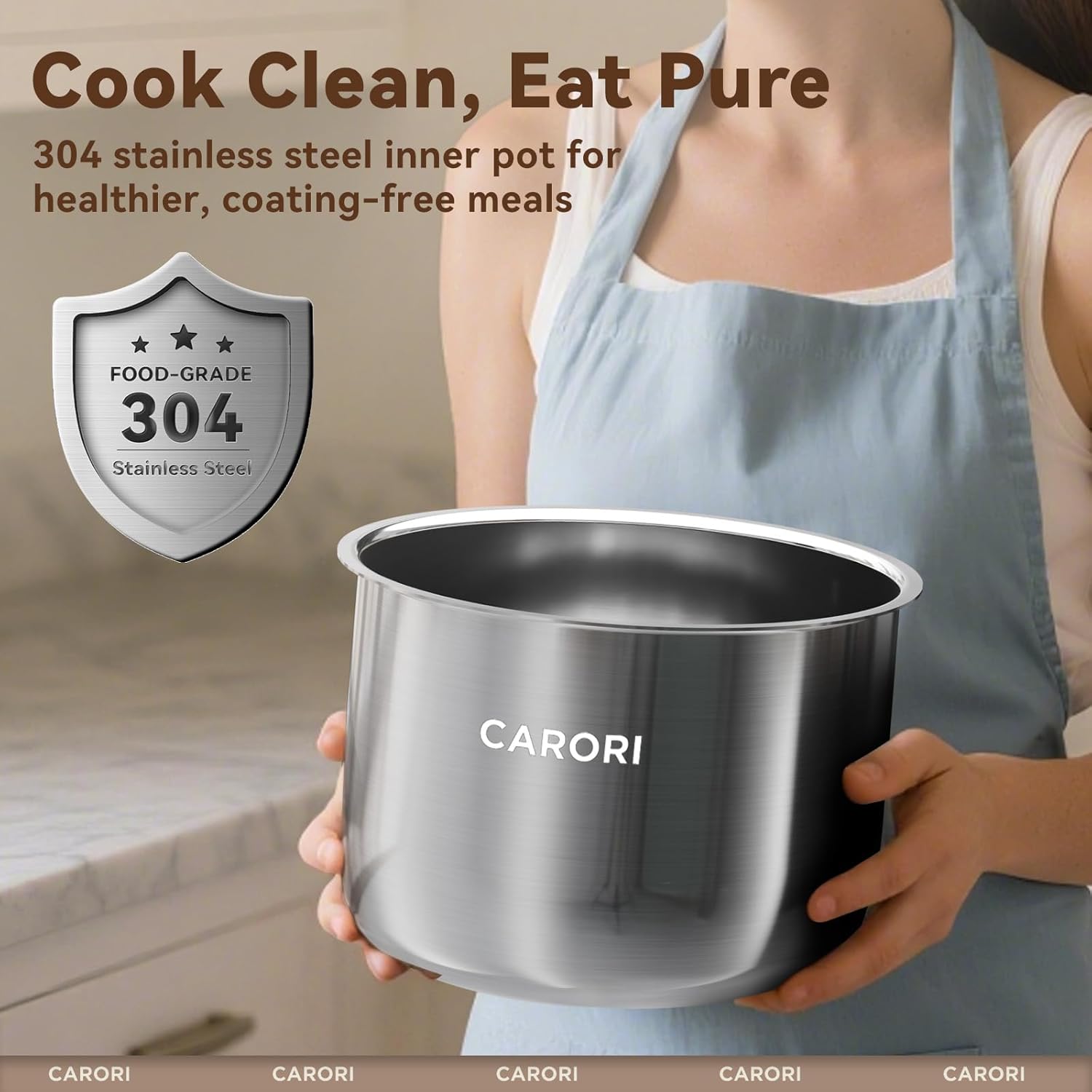 Detalle de 12-in-1 8-Quart Electric Pressure Cooker (1200W) by CARORI: All-in-One Multi-Cooker