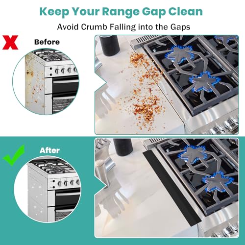 Detalle de LIFFEE Stove Gap Covers: Stainless Steel Gap Filler (2 Pack) in Black