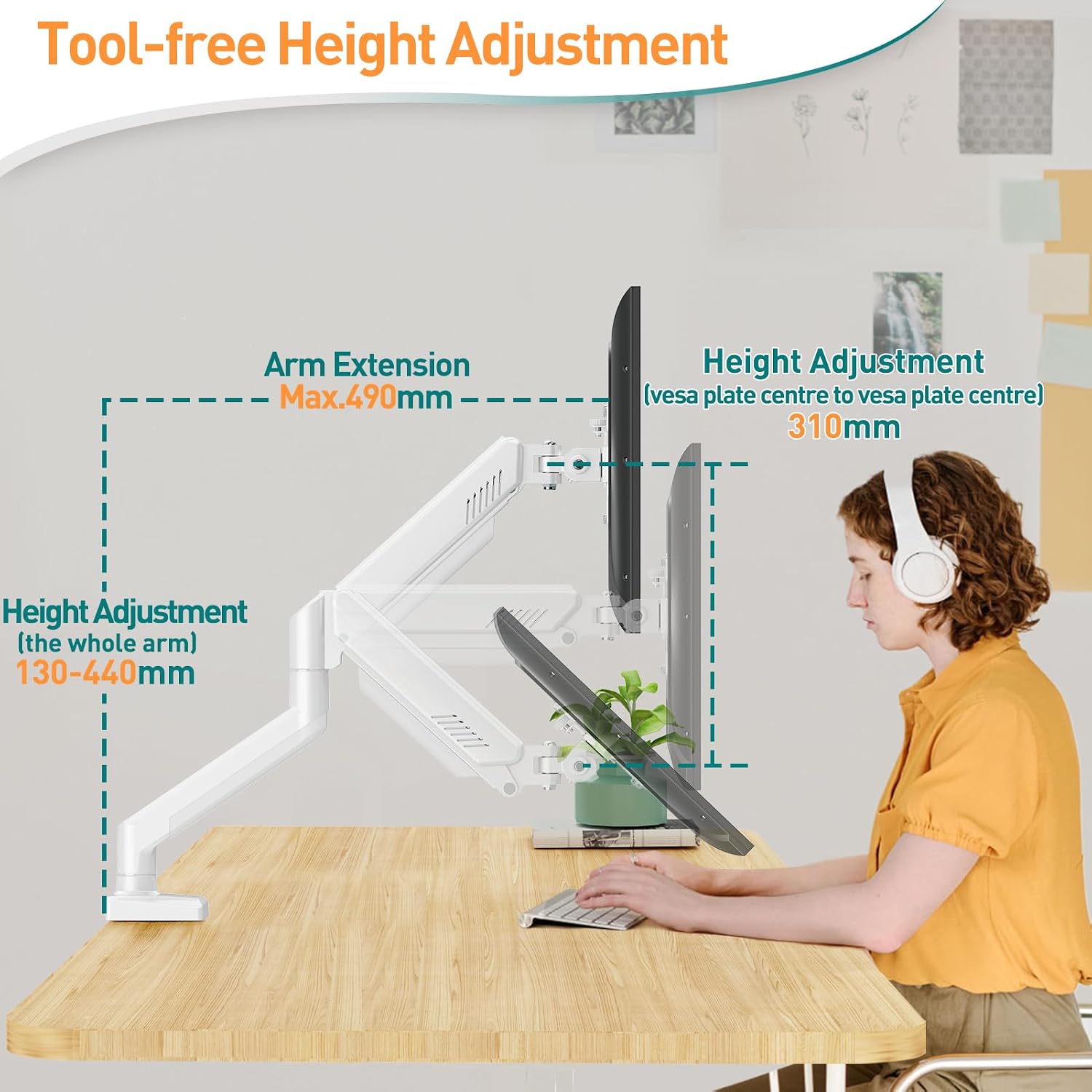 Detalle de ELIVED EV004W single monitor arm 9kg