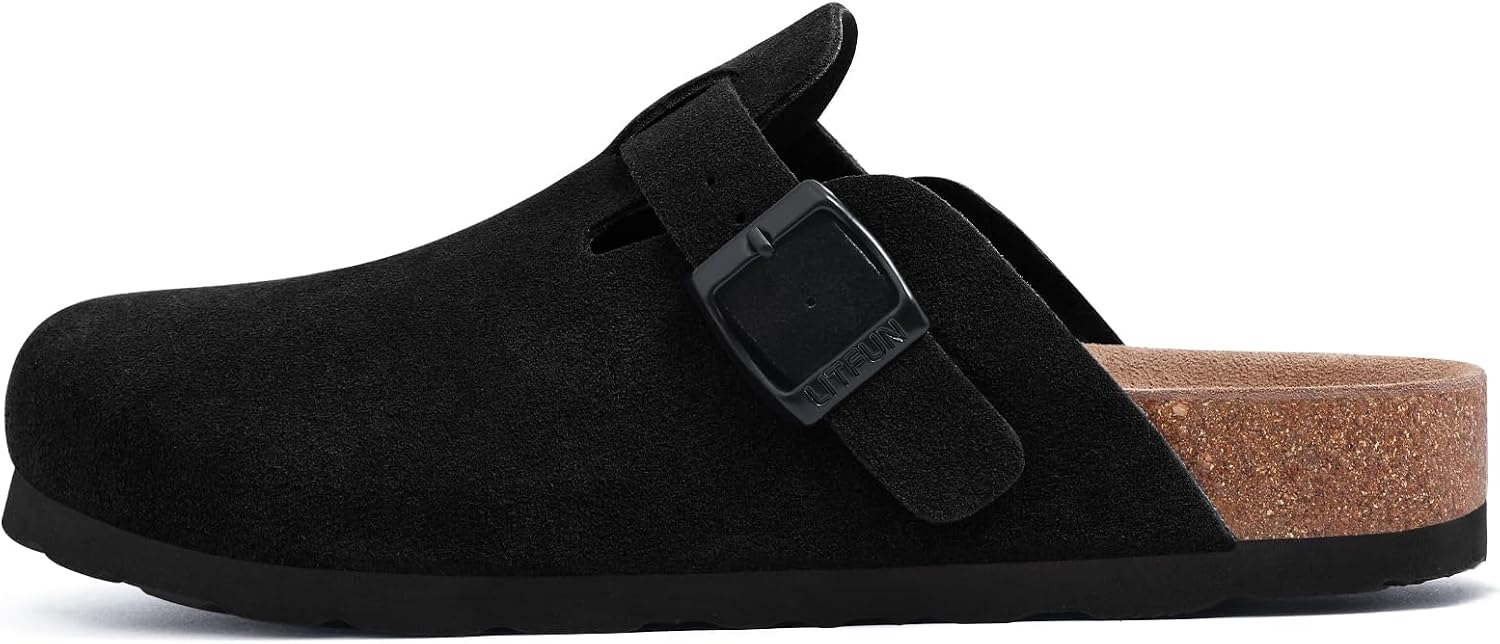 Detalle 2 de Litfun Wildleder Clogs für Damen mit weichem Fußbett und Arch Support (Slip-on Mules)
