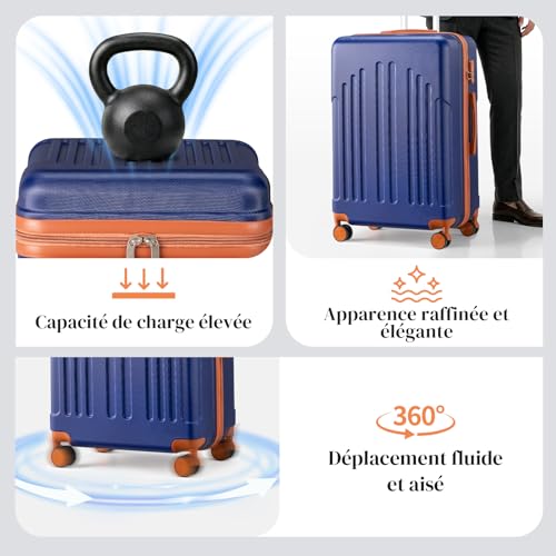 Detalle de Valise Soute 24 Pouces LEADZM — Marine-brun, L/65 cm, ABS résistant
