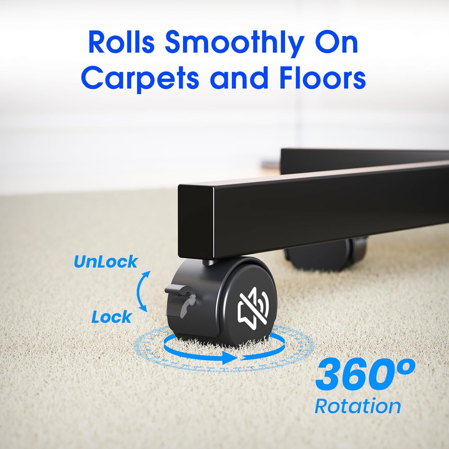 Thumbnail 3 de Zontera Mobile TV Stand for 23–60 Inch TVs with Tilt, Height Adjustment, and Locking Wheels