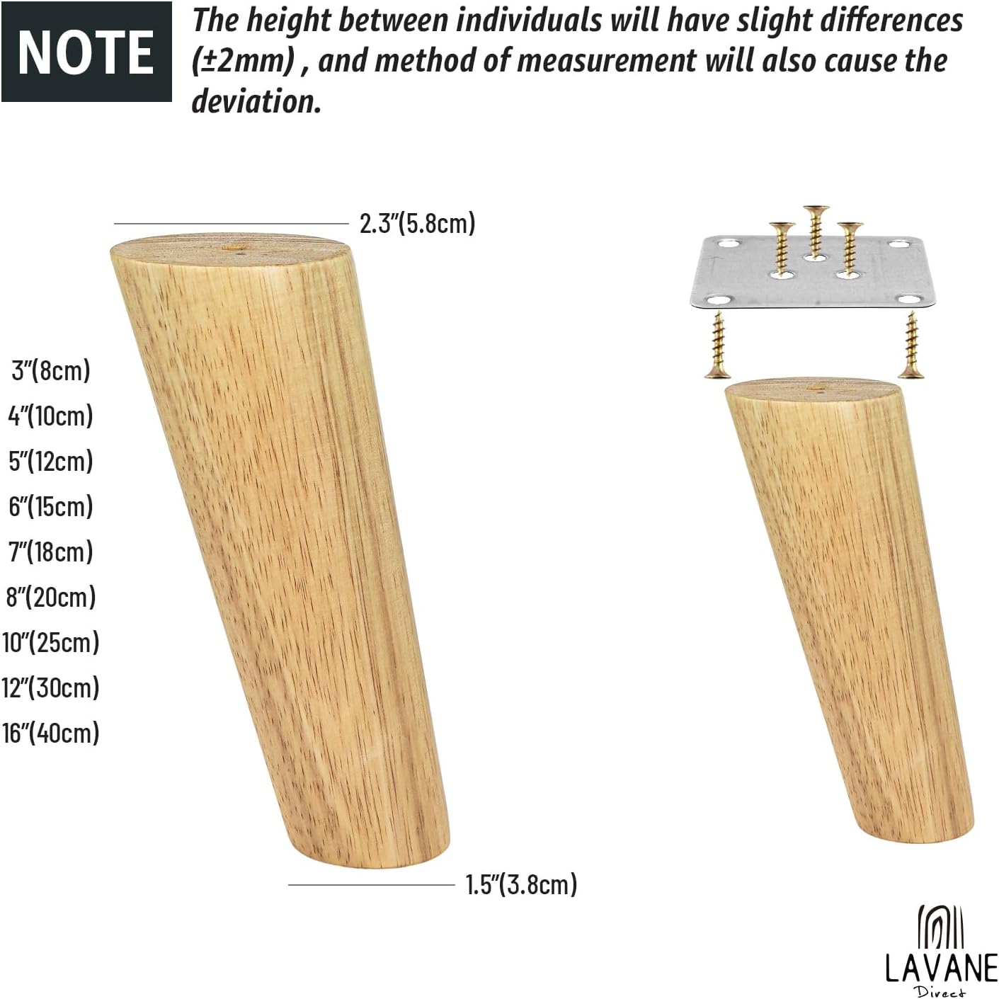 Detalle de La Vane Furniture Legs, 10-inch