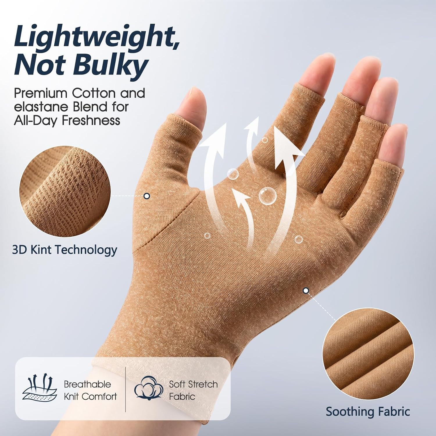 Thumbnail 3 de Fingerless Arthritis Gloves (2 Pairs) – Open-Finger Compression for Everyday Tasks