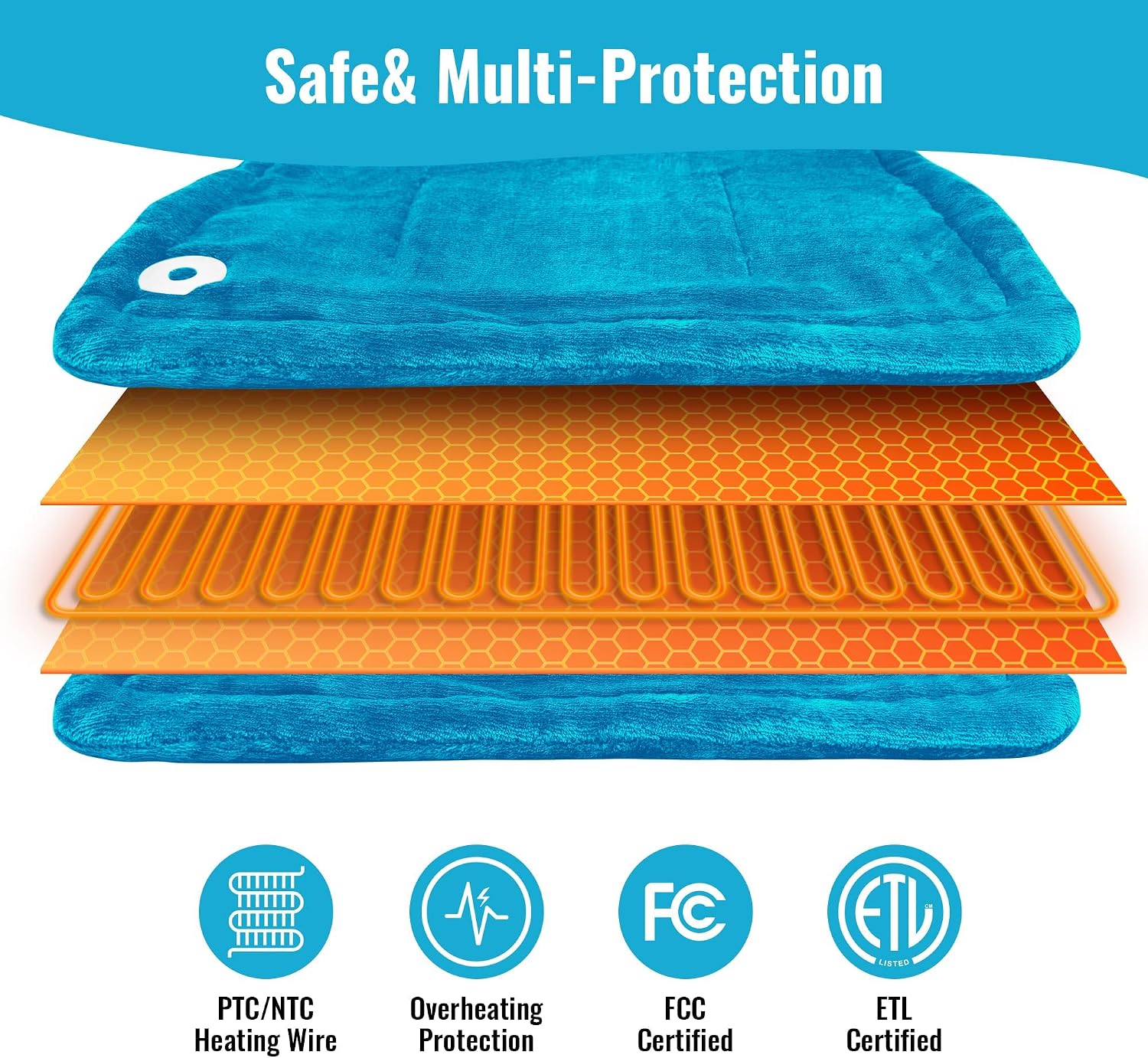 Thumbnail 3 de Tefici NA-H1622D Electric Heating Pad, 24" × 33" Flannel, 3 Heat Levels