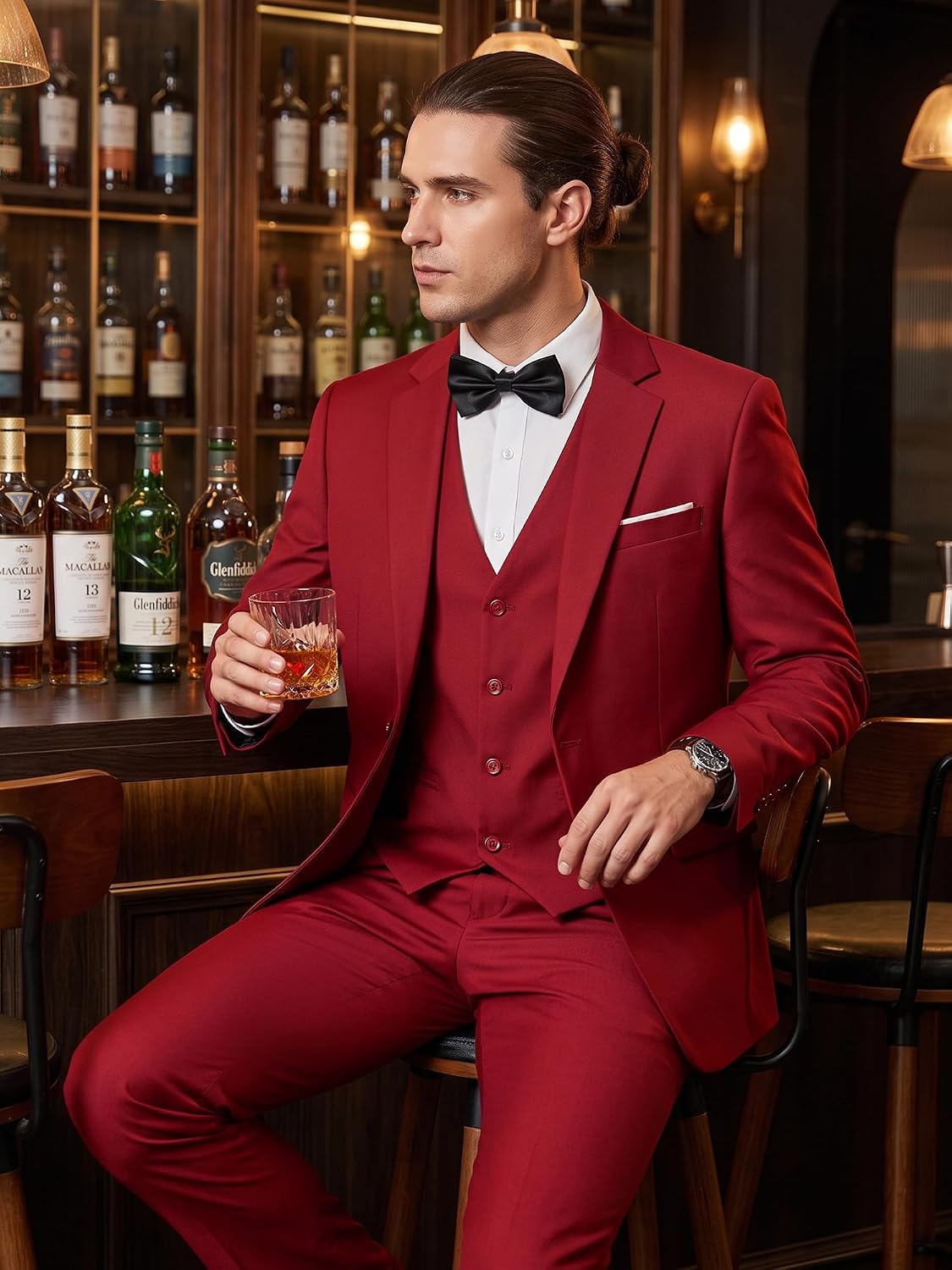 Thumbnail 5 de MAGE MALE Men's 3-Piece Slim-Fit Suit with One-Button Blazer