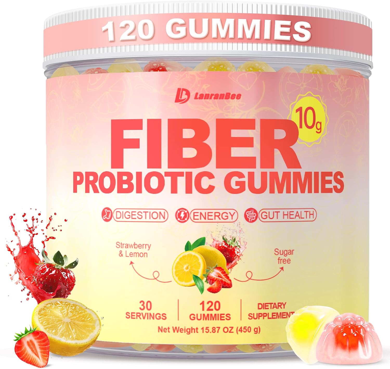 Detalle de LanranBee Fiber Gummies, 120 Count