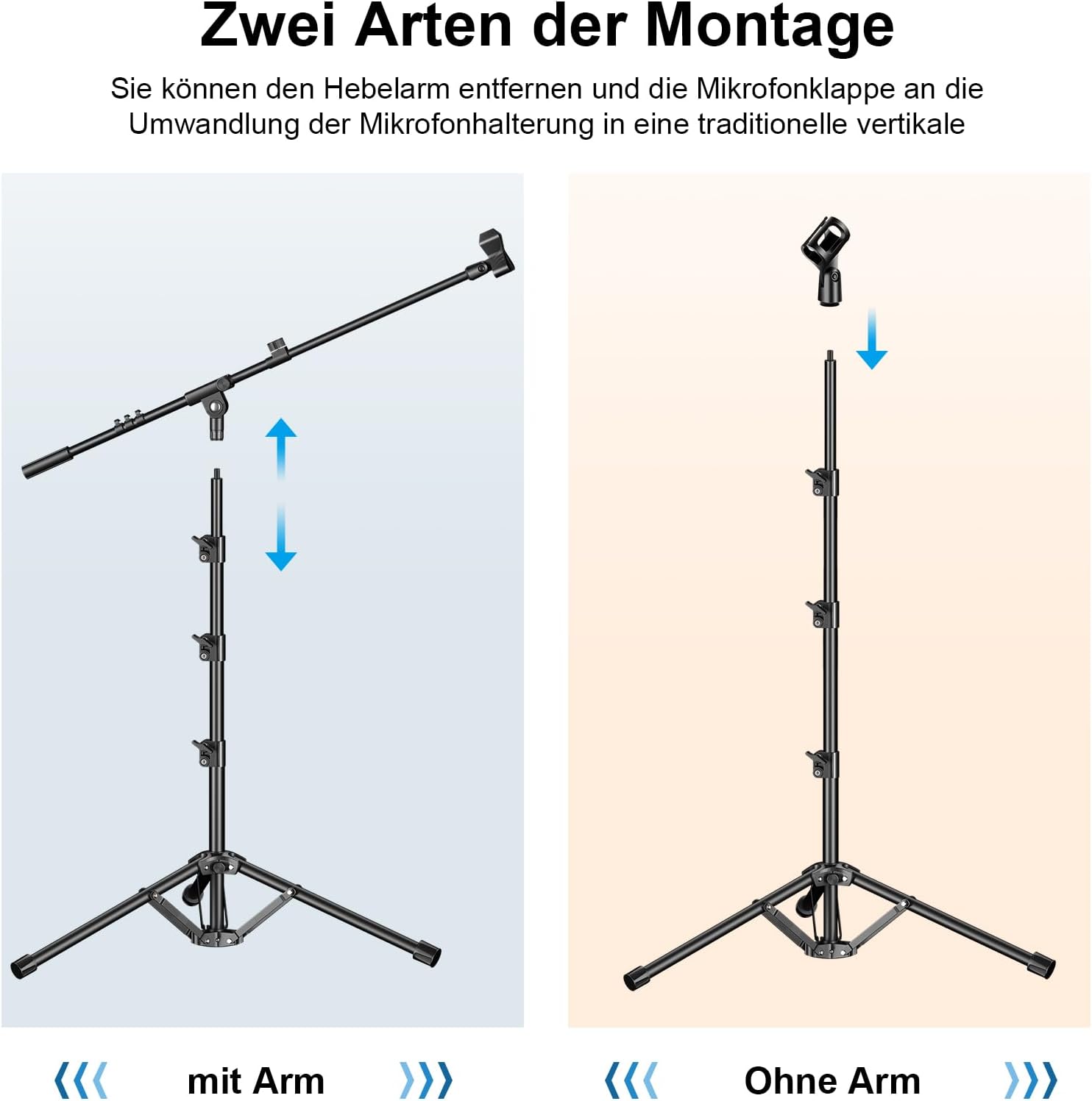 Thumbnail 6 de ZOMON Mikrofonständer mit Boom-Arm: höhenverstellbarer Bodenmikrofonständer für Gesang & Podcast