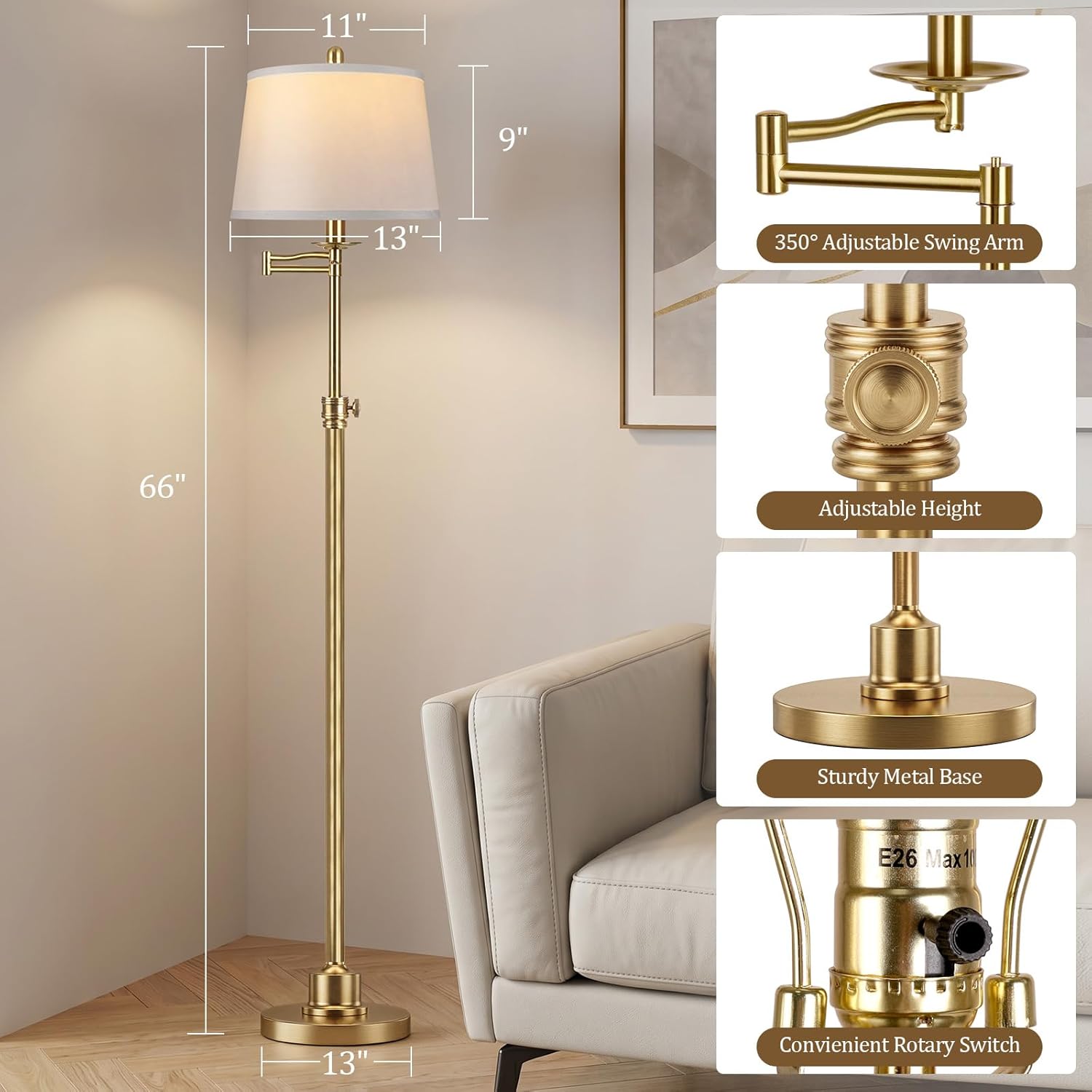 Detalle de Vintage Floor Lamp, Height Adjustable