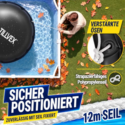 Detalle 2 de tillvex Poolkissen Winter XXL Ø 3 m – Rund mit 12 m Seil & Reparaturkit