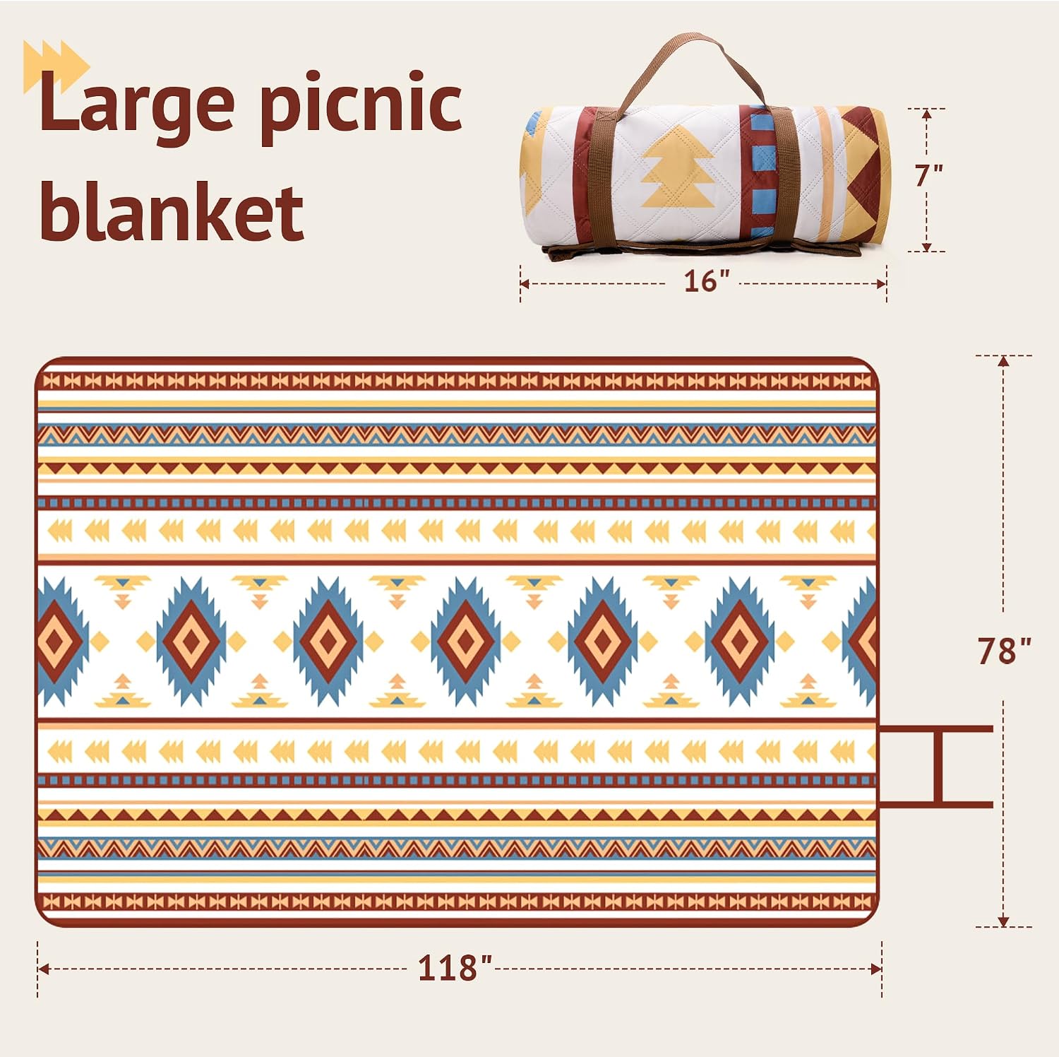 Detalle de LARUTAN waterproof picnic blanket 200x300cm