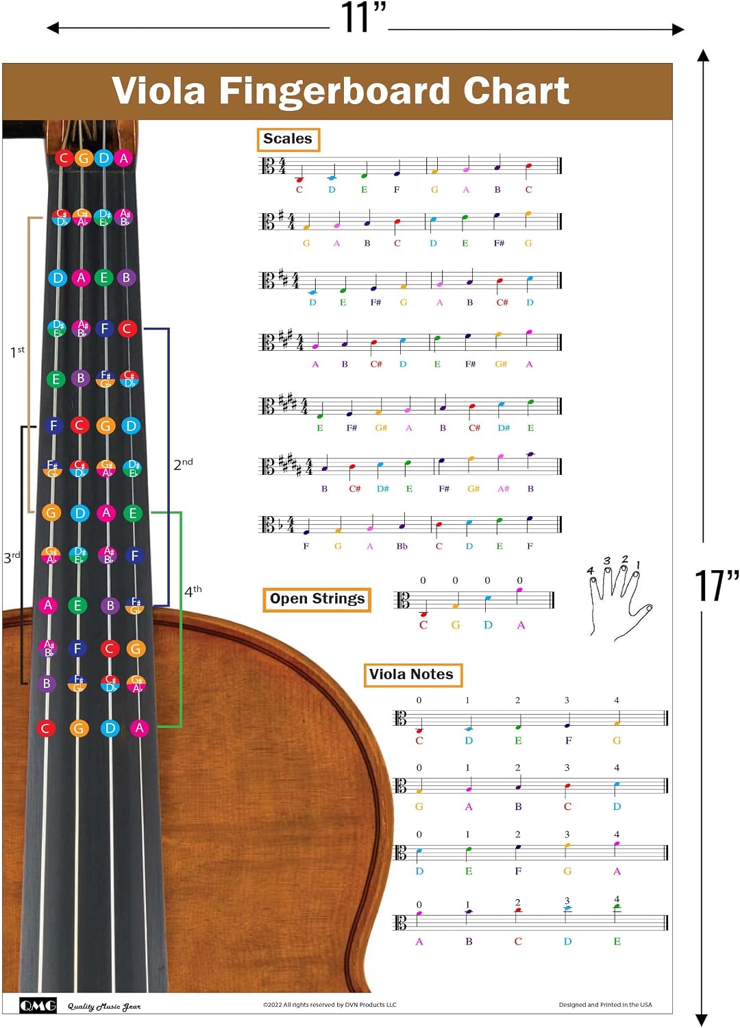 Detalle de Viola fingering chart, 11 × 17 inches