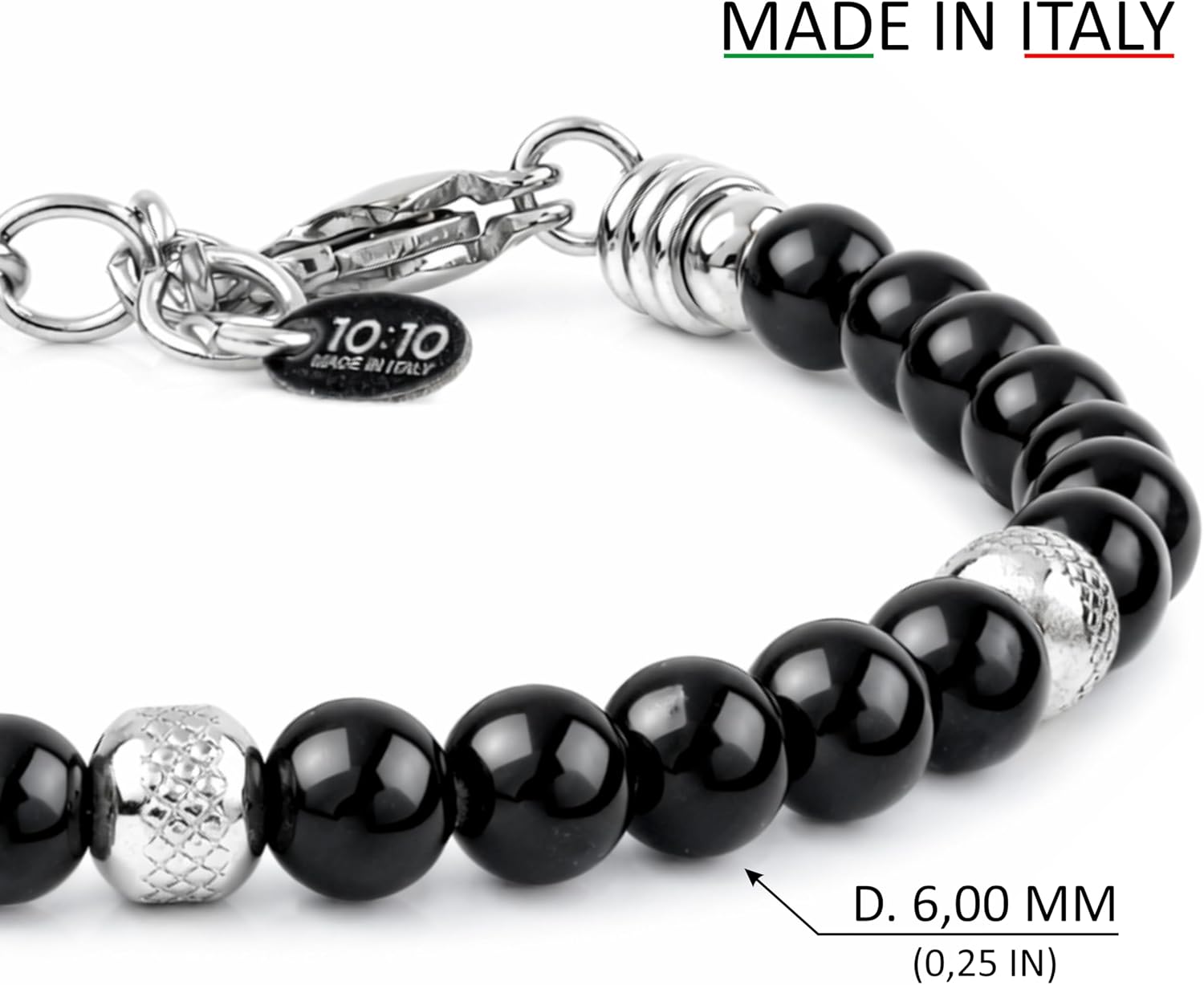 Detalle 2 de 10:10 Bracciale Acciaio Inox Pietra 6 mm