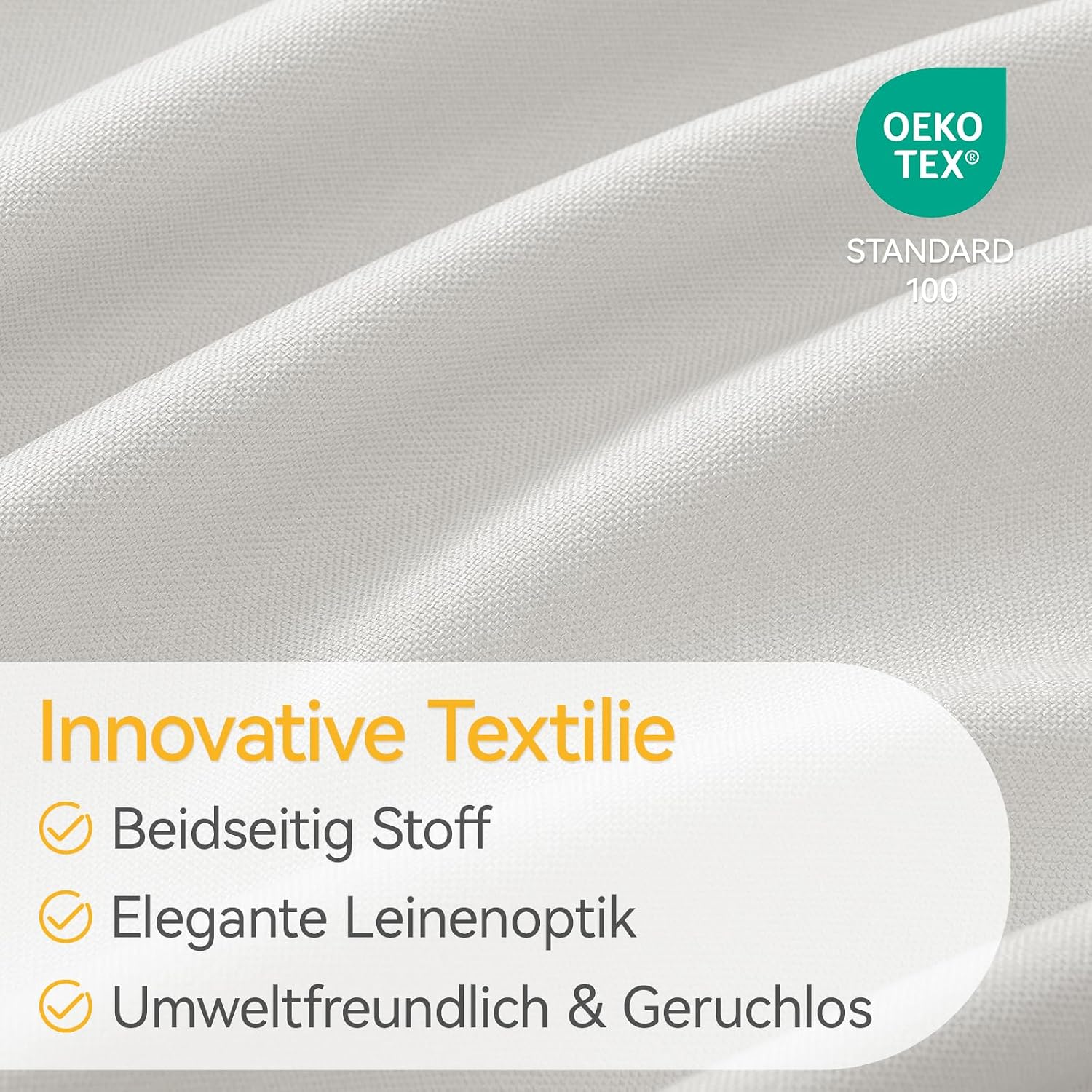 Detalle de HushLoom verduisterende gordijnen 140 x 220 cm, linnenlook, grijswit, set van 2
