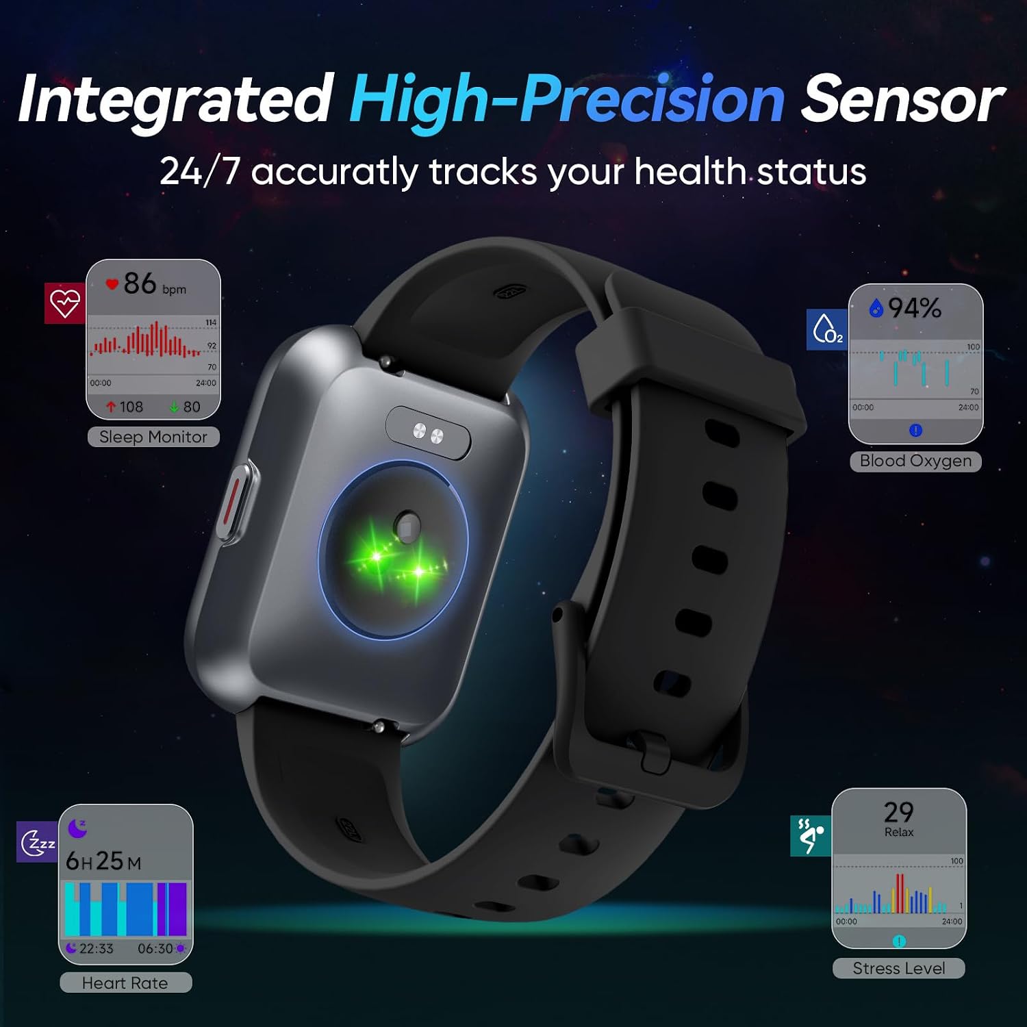 Detalle de Smart Watches for Men: Alexa Built-in, 1.8" HD Display, 110+ Sport Modes, IP68 Waterproof