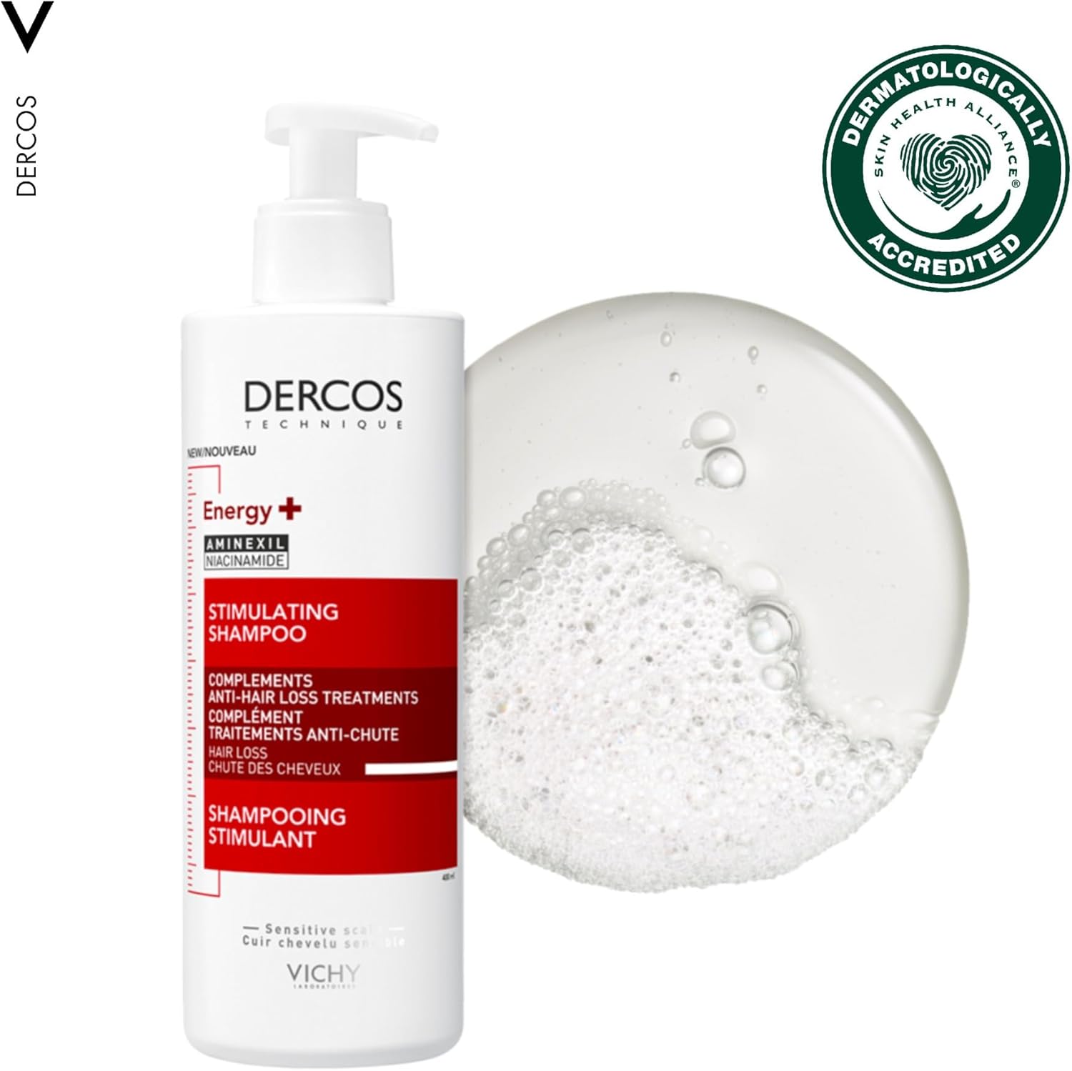 Detalle 2 de Vichy Dercos Energy+ Anti-Hair Loss Stimulating Shampoo with Aminexil & Niacinamide (400ml)