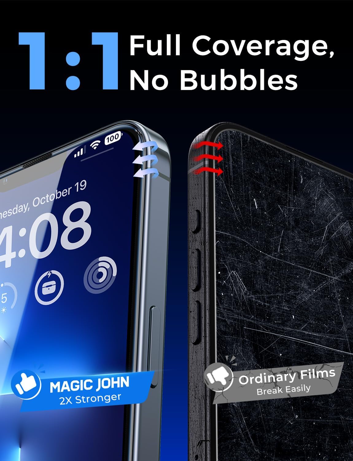 Thumbnail 6 de Magic John 2 Pack Tempered Glass Screen Protector for iPhone 13 Pro Max / 14 Plus