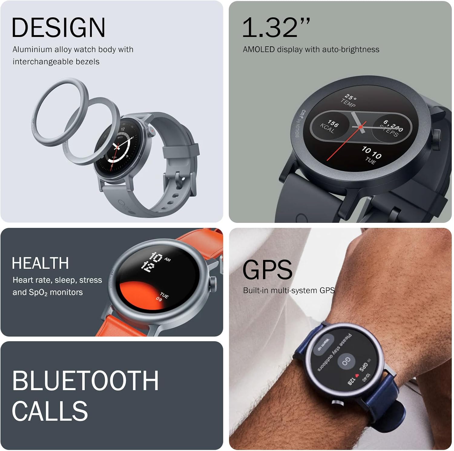 Detalle de CMF by Nothing Watch Pro 2 Smartwatch with Heart Rate, SpO₂, Bluetooth Calls & GPS (Orange)