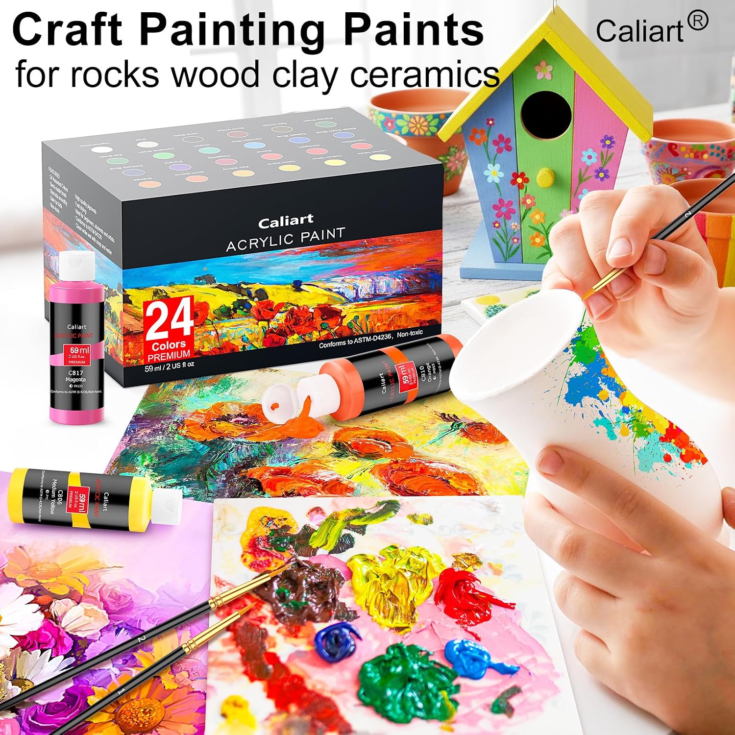 Thumbnail 6 de Caliart Acrylic Paint Set, 24 Colors