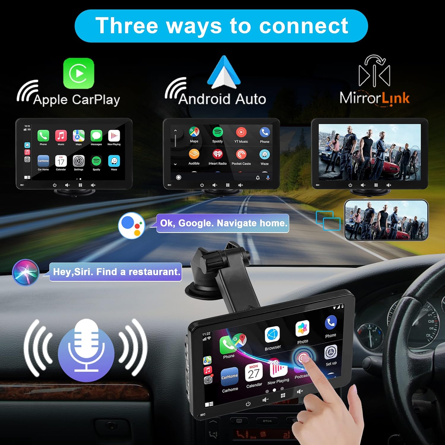 Thumbnail 3 de Portable Car Stereo 7 Inch 1080P