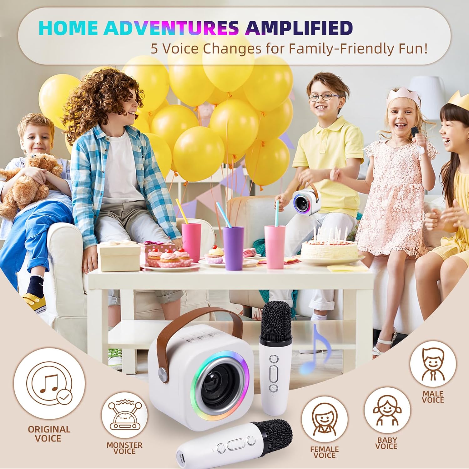 Detalle de Mini Karaoke Machine for Kids with 2 Wireless Mics (Ages 3–12+)