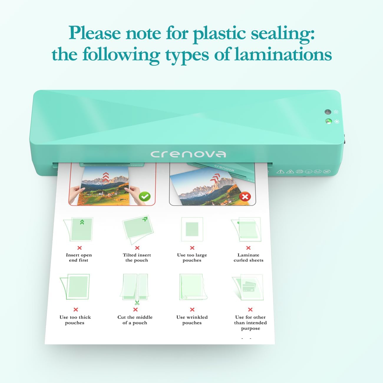 Detalle 2 de Crenova A4 Laminator, Hot and Cold Modes, 9-Inch Inlet, 10 Sheets