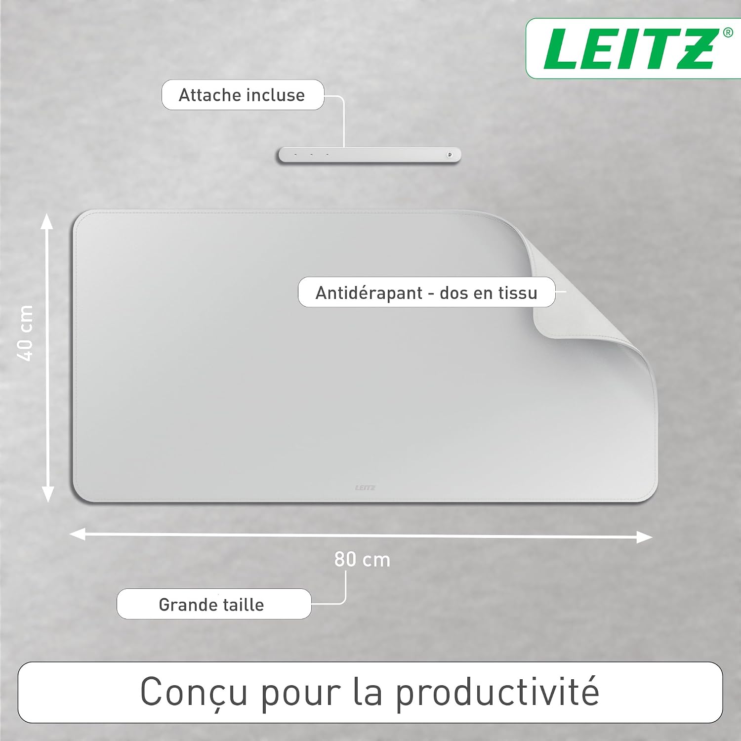 Detalle de Tapis de bureau grand format Leitz 80x40 cm — Sous-main imperméable, antidérapant et durable
