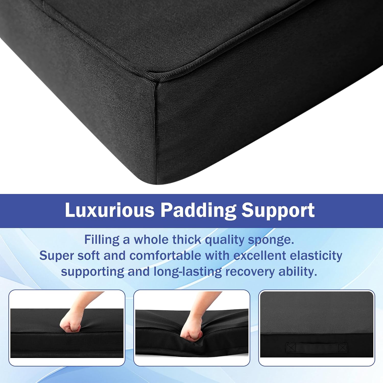 Detalle 2 de IASEAHK 19" x 19" x 3" Patio Chair Cushions, Set of 4, Black