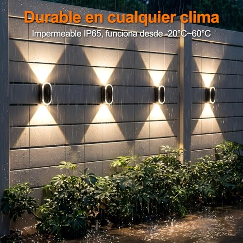 Detalle 2 de ELLASAY Lámparas Solares de Exterior 8 Pack: Aplique Solar de Pared (Arriba y Abajo) IP65, 3 Colores Brillantes