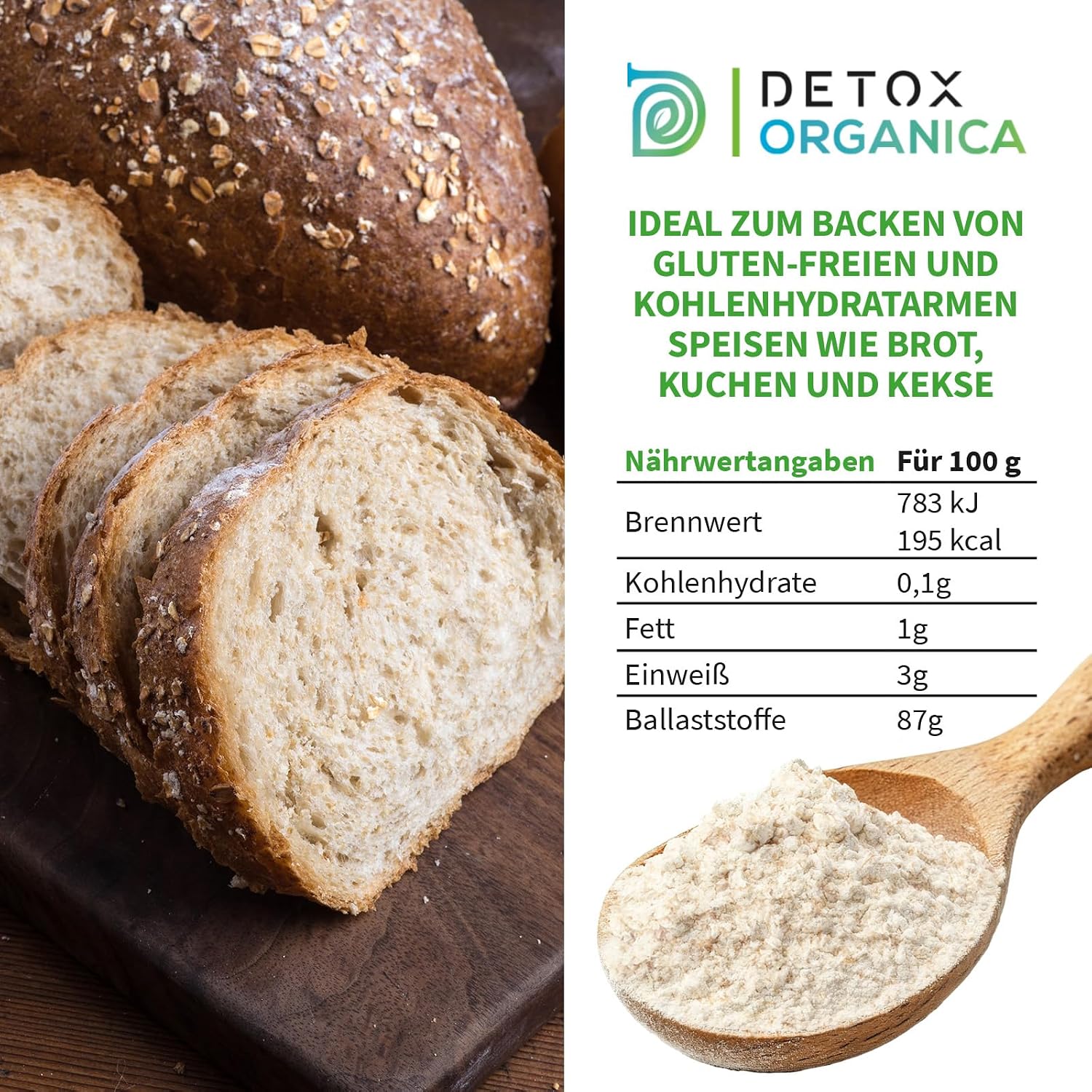 Detalle 2 de D&O Nature Products Flohsamenschalen 500 g