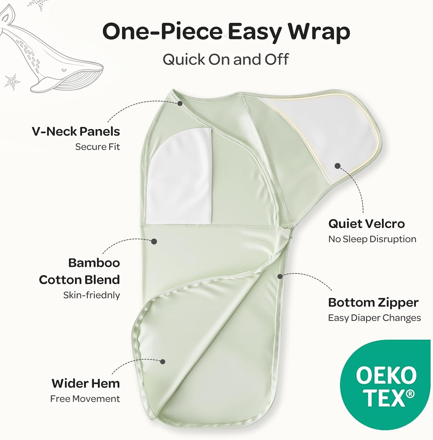 Thumbnail 1 de Momcozy Swaddles for Newborns (0–3 Months) Quiet Fastener Sleep Sack Swaddle, Serenity, 2-Pack