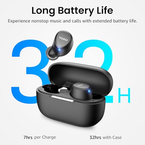 Detalle de TOZO A1 Wireless Earbuds: Ultra-Lightweight Comfort with 32 EQ Presets and AI Calls