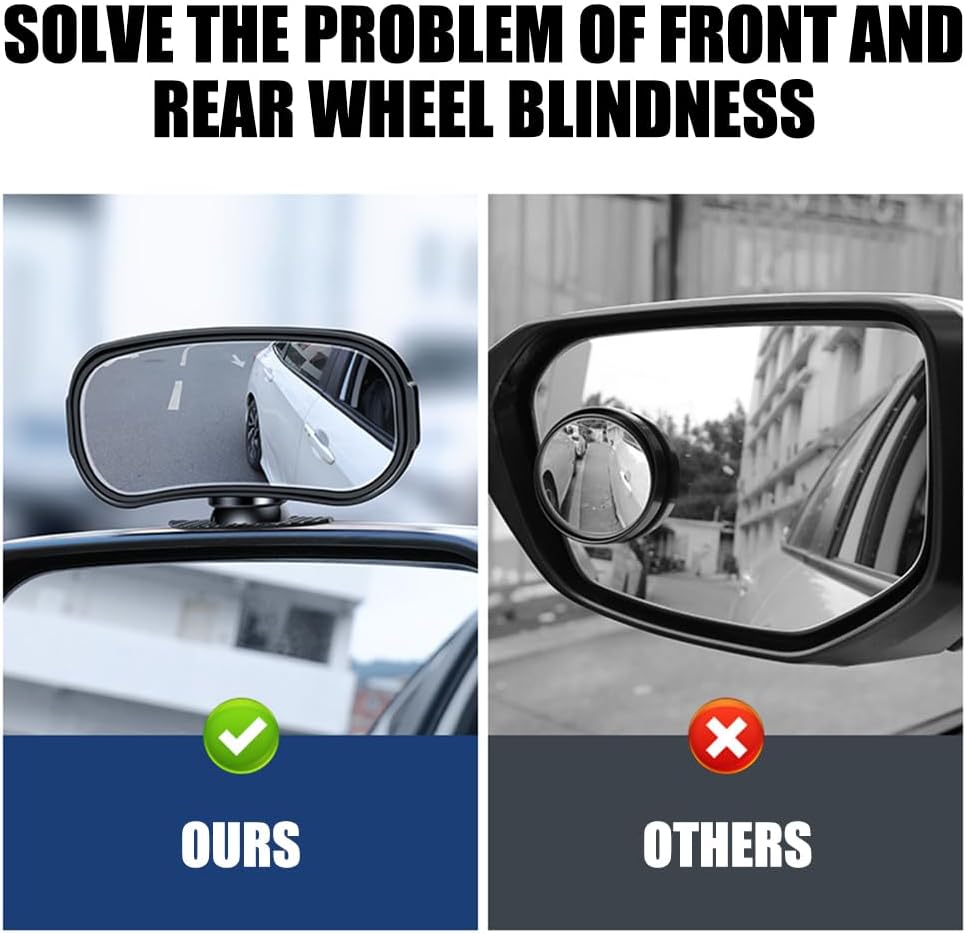 Detalle de Blind Spot Mirrors, 2-Pack: High Temperature, Rotatable Convex Rear View Mirrors for Cars, SUVs and Trucks