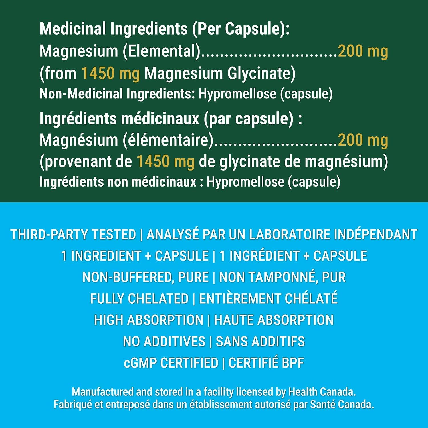 Detalle de Nutritionn Magnesium Glycinate 200 mg Capsules, 60 Count, Pure Bisglycinate