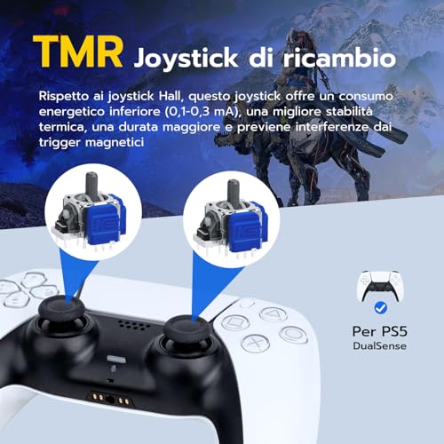 Detalle de Mcbazel TMR Joystick Analogico per PS5 DualSense – Set di Ricambio con TMR, No Drift