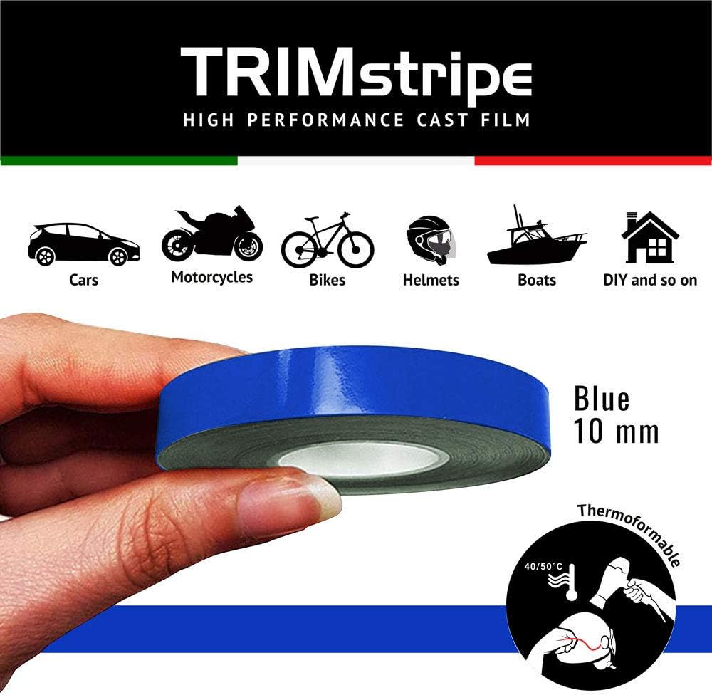 Detalle de 4R Quattroerre.it 10498 Trim Stripes Adhesive Strips for Cars, Blue, 10 mm x 10 m