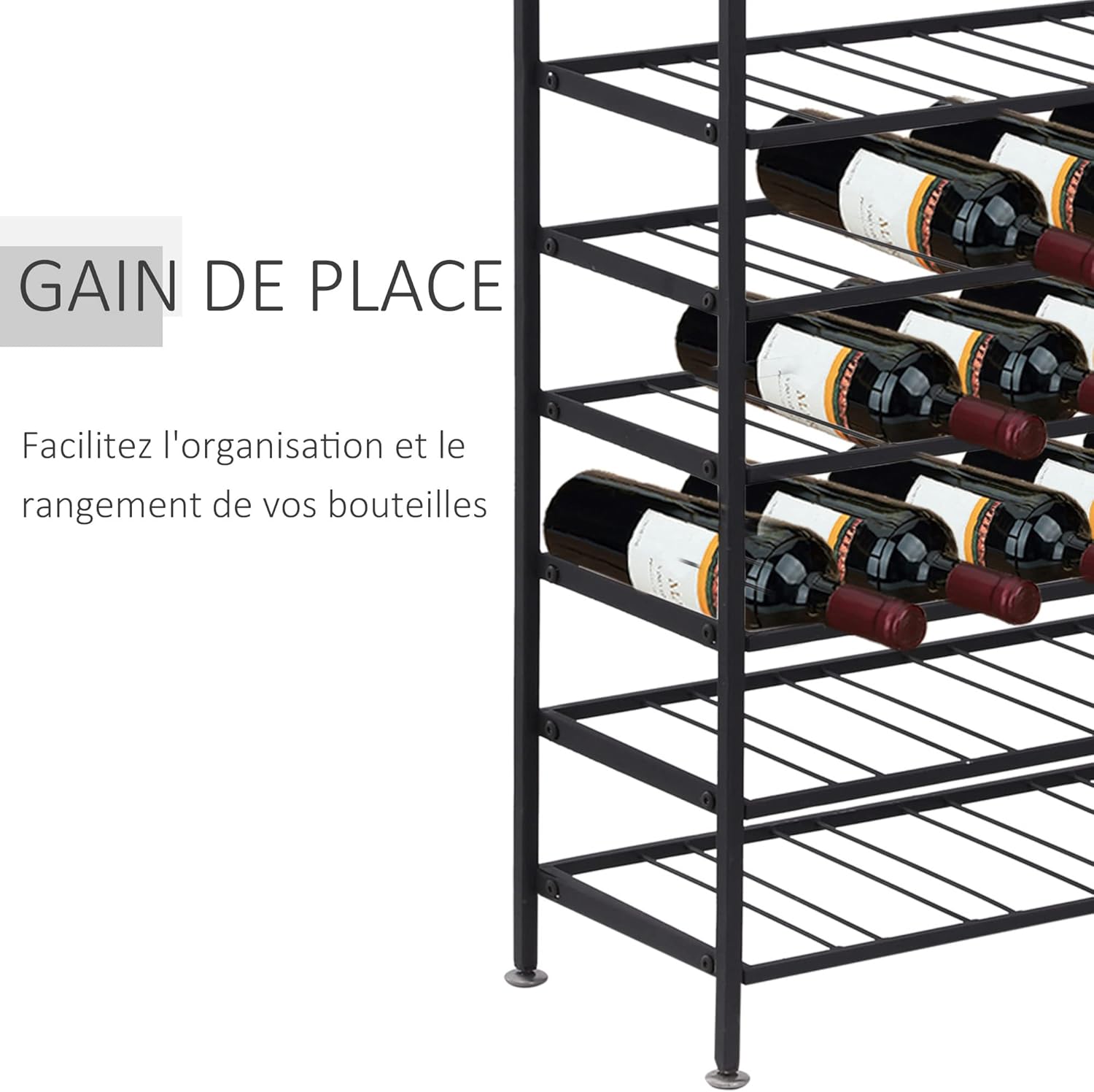 Thumbnail 2 de HOMCOM Étagère à vin Rack – Range-bouteilles 54 bouteilles, métal noir