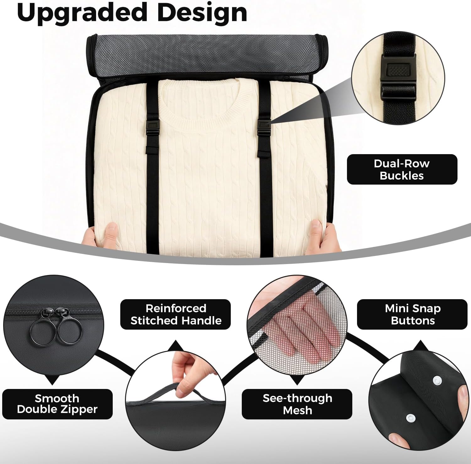 Detalle de BAGAIL 8-teiliges Packwürfel-Set – Reiseorganizer aus leichtem Nylon mit Netzfächern, Schuhbeutel und Mehrfachverwendung