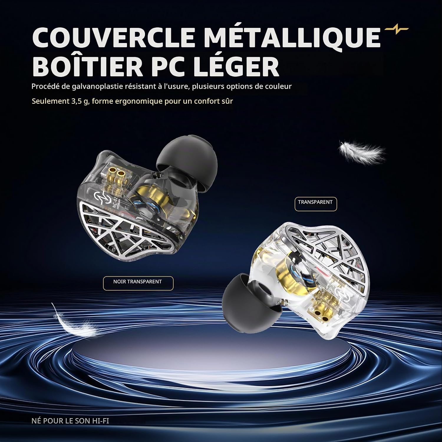 Detalle de Yinyoo NC02 in-earhoofdtelefoon met microfoon, 10mm-driver en 3,5mm-aansluiting