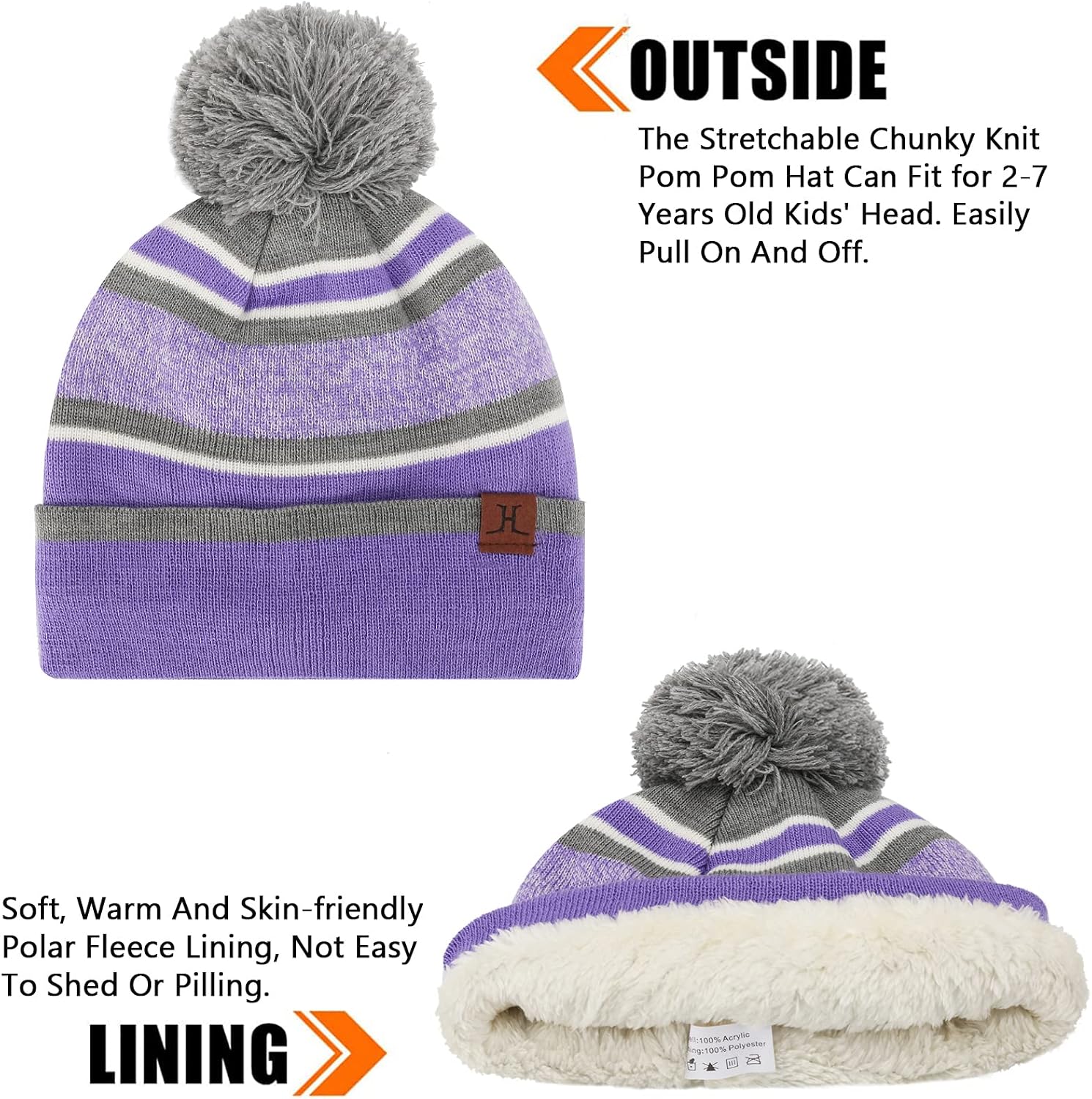 Detalle 2 de FZ FANTASTIC ZONE S624kidhatscarfgloves-purple Kids’ Winter Hat, Scarf and Gloves Set
