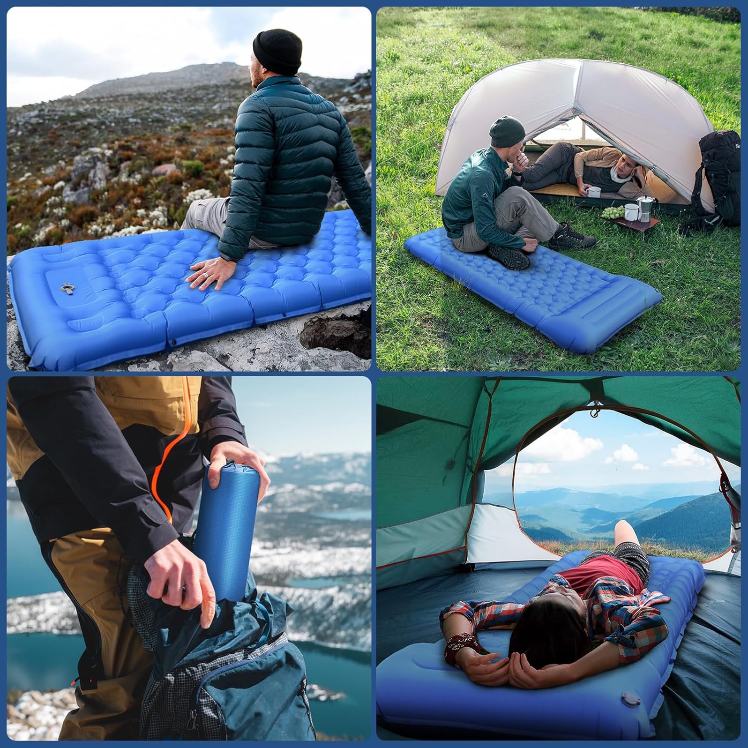 Thumbnail 6 de NAPASA Isomatte Camping 200x70x14 cm (14 cm dick) mit Fußpumpe und Kissen – wasserdicht, Anti-Ripstop