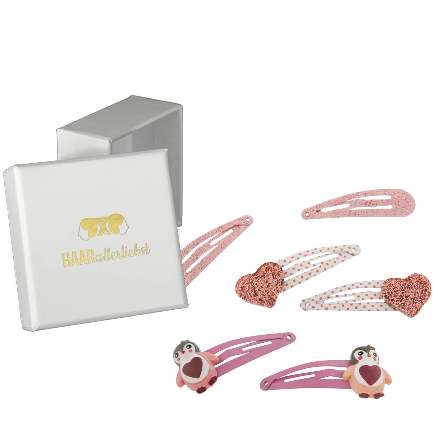 Detalle de Haarallerliebst Haarspangen-Set für Kinder – 4 Stück Ballerina mit Glitzer, inkl. Aufbewahrungsboxweiß