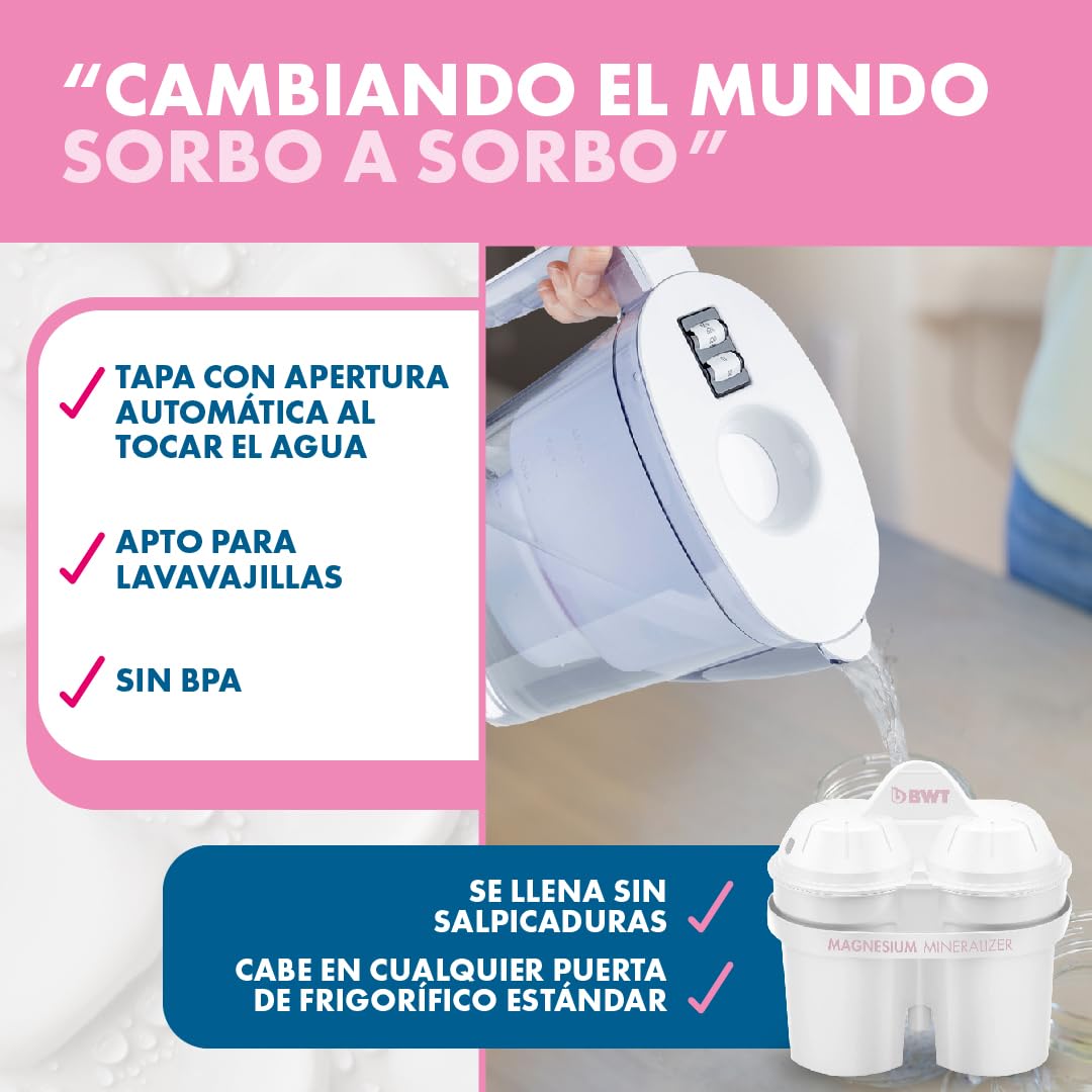 Detalle de BWT JARRA VIDA MANUAL+ 3 FILTROS — filtration efficace pour votre eau du quotidien