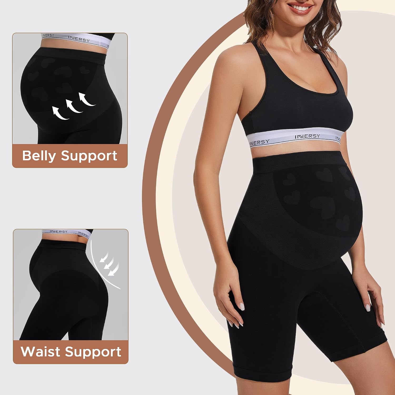 Detalle de INNERSY maternity shorts over bump