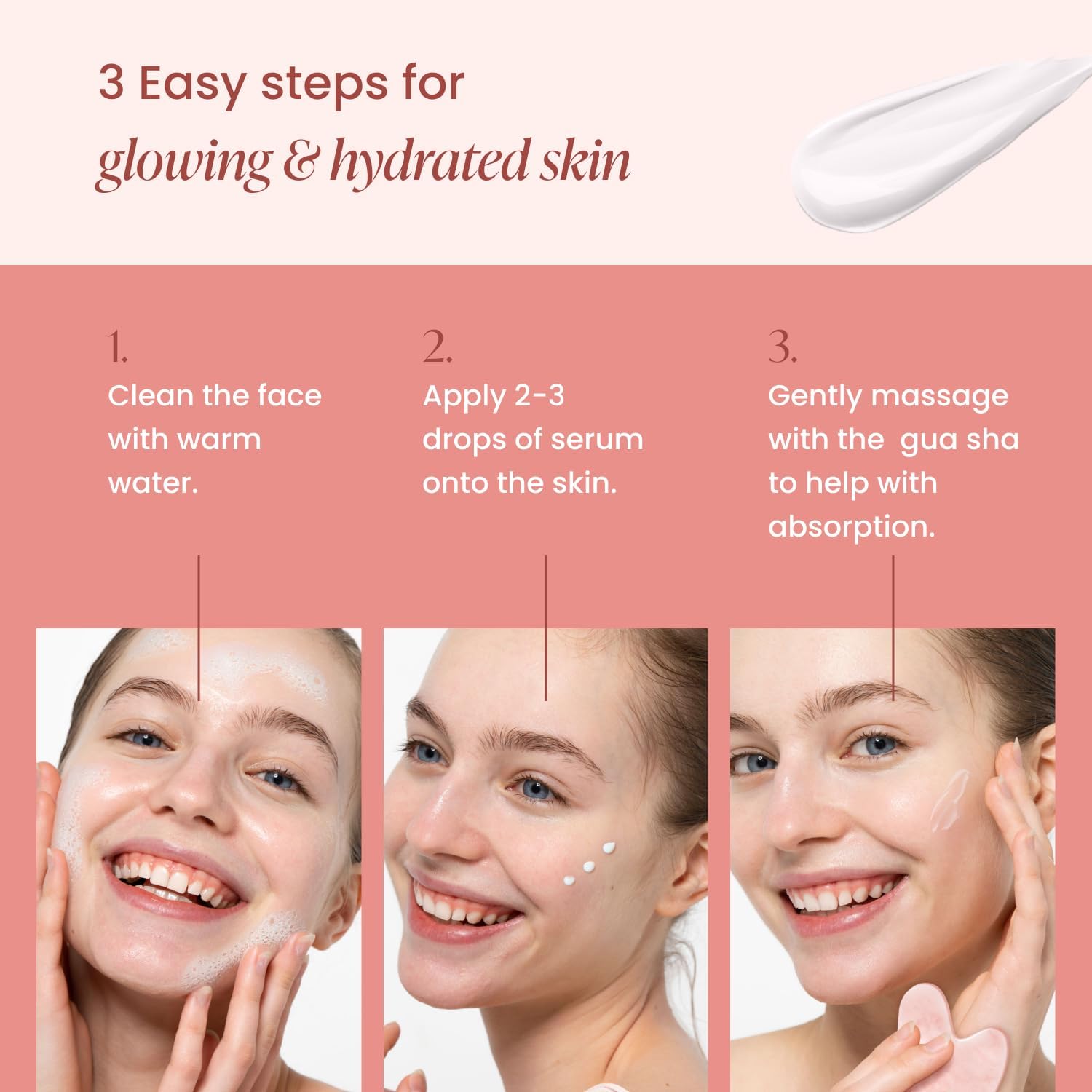 Detalle de PLANTIFIQUE Rose Quartz Gua Sha & Korean Face Serum Set (30ml) – Hydrating & Even Tone