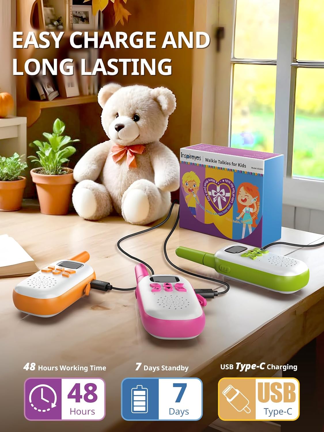 Detalle 2 de Walkie Talkie Niños Recargable 3x