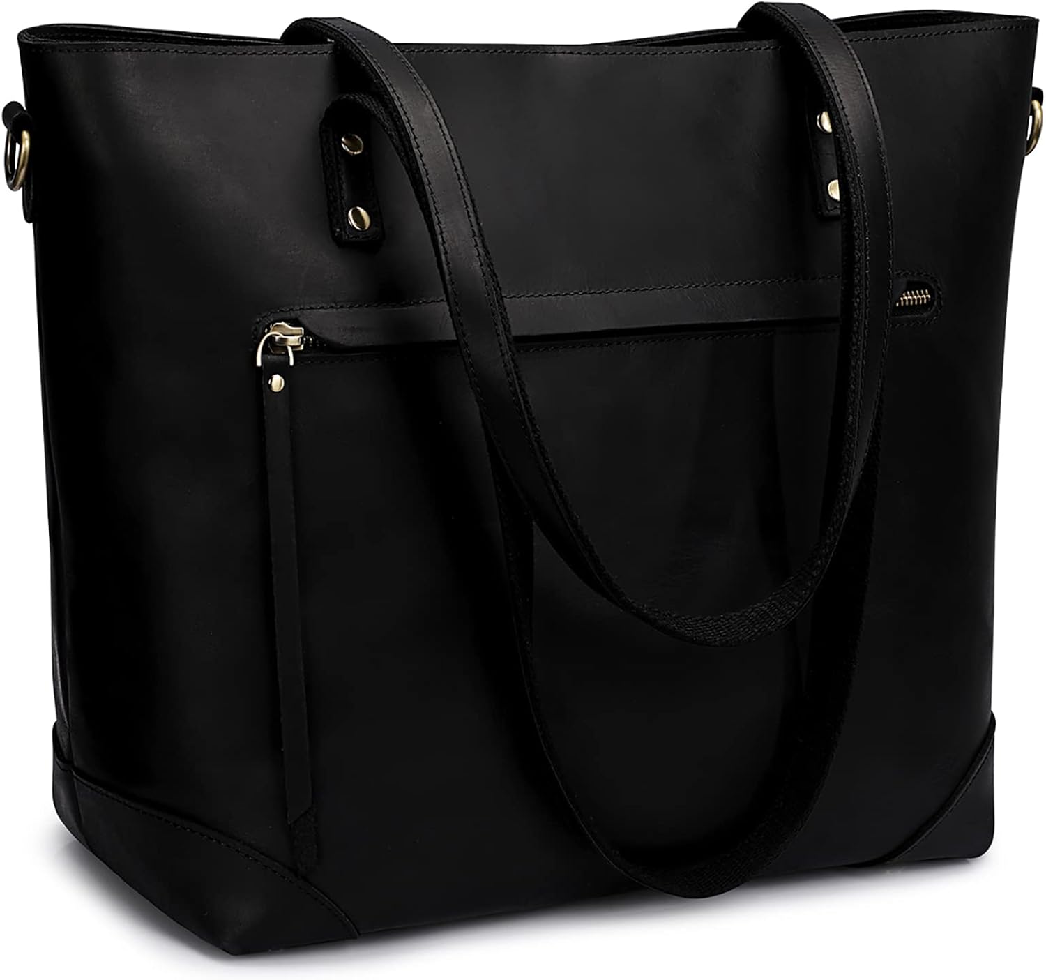 Detalle de S-ZONE Sac Fourre-Tout Vintage 3-Voies en Cuir Crazy Horse – Polyvalent et Confortable