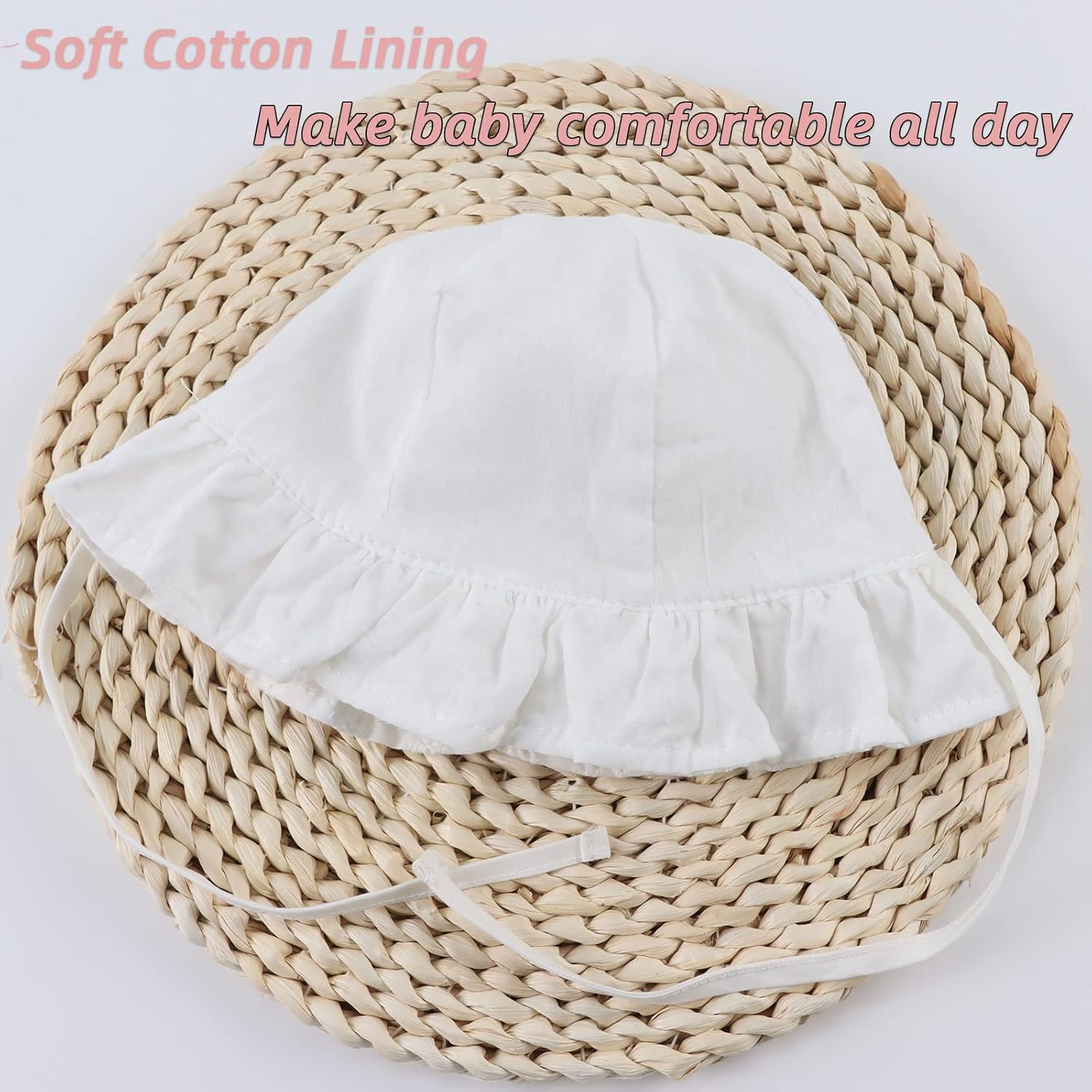 Thumbnail 3 de Pesaat baby girl cotton sun hat with bow & flower detail (infant bucket hat, summer)