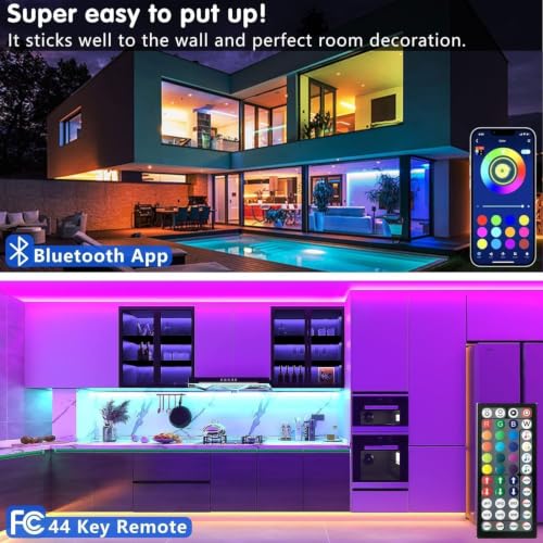 Detalle de Keepsmile 10M LED Strip Lights with Music Sync, Bluetooth App Control, RGB Colour Changing Indoor Lighting